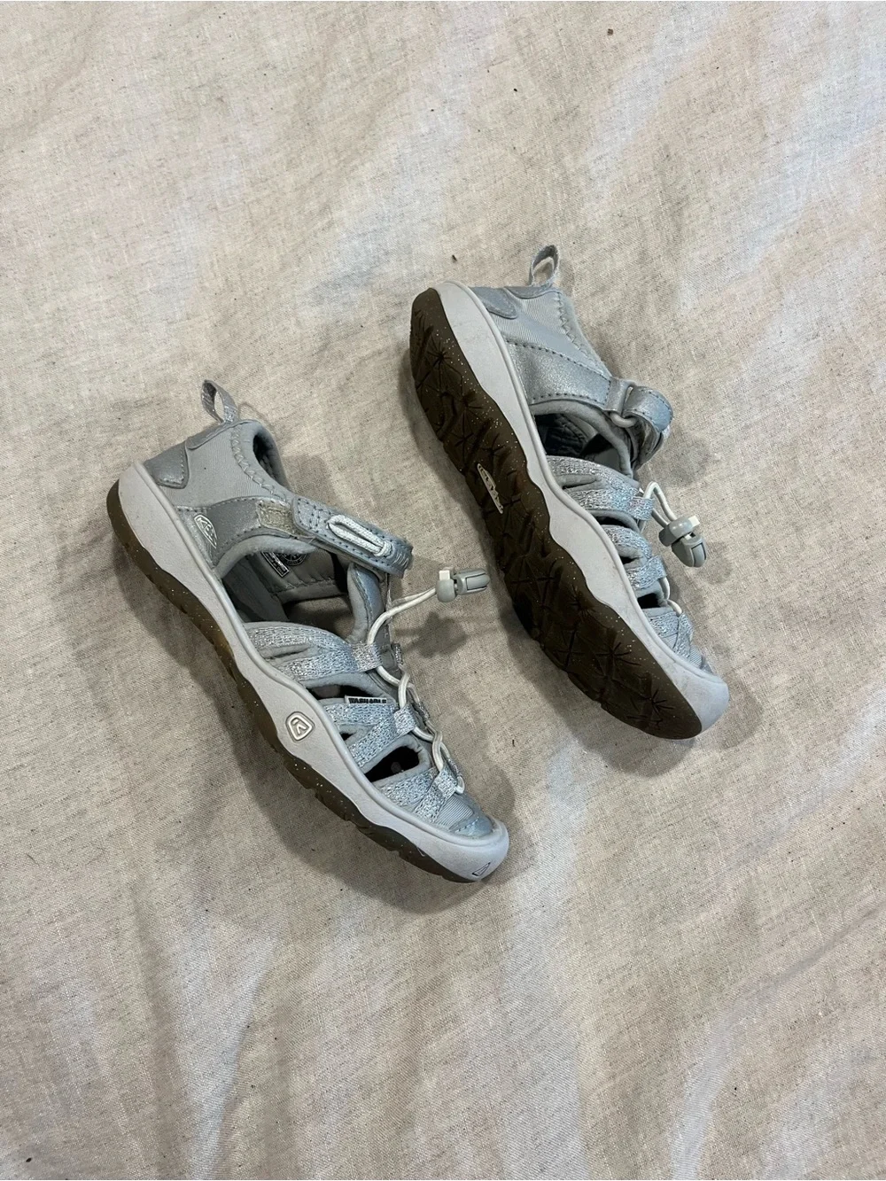 Keen Kids Silver Glitter Outdoor Sandal - Breathable Closed-Toe Shoe